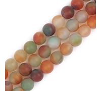 Gem-Inside 10mm Natural Red Green Agate Matte Frost Loose Beads for Jewelry Making Full 15" Strand Energy Stone Healing Power Gemstone