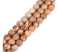 GEM-Inside 10mm Natural Stone Picture Jasper Round Spacer Beads for Jewelry Making Strand 15 inch