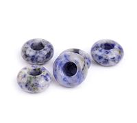 GEM-Inside 10Pcs Blue Dot Stone Sodalite 14mm Large Hole Paracord Cord End Rondelle Donuts Spacer Beads for Jewelry Making Power Energy Chakra Stone