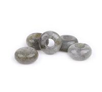 GEM-Inside 10Pcs Natural Labradorite 14mm Large Hole Paracord Cord End Rondelle Donuts Spacer Beads for Jewelry Making Power Energy Chakra Stone
