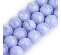 GEM-Inside 11mm Blue Chalcedony Semi Precious Gemstone Round Loose Beads for Jewellery Making DIY Handmade Craft Supplies 15"