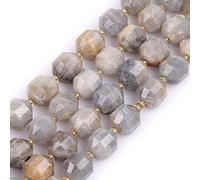 Gem-Inside 12mm Bicone Hand Faceted Bicone Blue Labradorite Natural Stone Beads for Jewelry Making Adults Bulk Full 15" Strand Energy Stone Healing Power Crystal