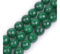 Gem-Inside 12mm Green Jade Natural Gemstone Faceted Round Semi Precious Loose Beads for Jewellery Making 15" Strand