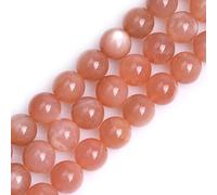 Gem-Inside 12mm Natural Stone Rainbow Orange Moonstone Gemstone Round Loose Beads for Jewelry Making 15"