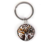Gem-Inside 2 inches Natural Yellow Tiger Eye Chakra Stone Keychains Key Chains Rings for Women Crafts Jewelry