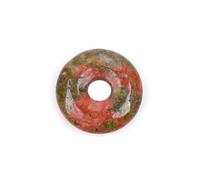 GEM-Inside 20mm Natural Green Unakite Jasper Stone Gemstone Ring Circle Donuts Beads for Jewelry Making GUASHA Scraping Tools