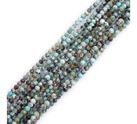 Gem-Inside 2mm Africa Turquoise Natural Gemstone Faceted Round Semi Precious Loose Seed Beads for Jewellery Making 15" Strand