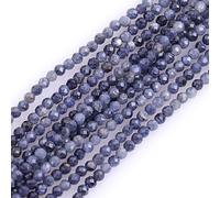Gem-Inside 2mm Blue Tiny Sapphire Natural Gemstone Faceted Round Semi Precious Loose Seed Beads for Jewellery Making 15" Strand