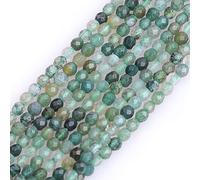Gem-Inside 2mm Green Moss Agate Faceted Round Semi Precious Gemstone Natural Stone Beads for Jewellery Making 15" Beaded Strand Handmade Craft Supplies