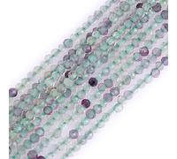 Gem-Inside 2mm Multi-Color Fluorite Quartz Natural Gemstone Faceted Round Semi Precious Loose Seed Beads for Jewellery Making 15" Strand