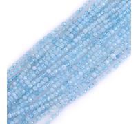 Gem-Inside 2mm Natural Blue Aquamarine Quartz Real Crystal Gemstone Faceted Spacer Beads for Jewelry Making Strand 16''