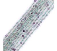 Gem-Inside 2mm Natural Multi-Color Fluorite Quartz Real Crystal Gemstone Faceted Spacer Beads for Jewelry Making Strand 15''