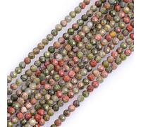 GEM-Inside 2mm Natural Stone Green Unakite Jasper Faceted Spacer Small Beads for Jewelry Making 15"