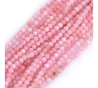 Gem-Inside 2mm Pink Opal Natural Gemstone Faceted Round Semi Precious Loose Seed Beads for Jewellery Making 15" Strand
