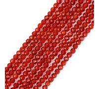 Gem-Inside 2mm Red Agate Faceted Round Semi Precious Gemstone Natural Stone Beads for Jewellery Making 15" Beaded Strand Handmade Craft Supplies