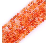 Gem-Inside 2mm Red Carnelian Agate Natural Gemstone Faceted Round Semi Precious Loose Seed Beads for Jewellery Making 15" Strand