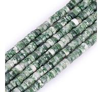 Gem-Inside 2x4mm Natural Green Dot Jasper Heishi Disc Rondelle Spacer Beads for Jewelry Making Full 15" Strand Energy Stone Healing Power Gemstone