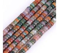 Gem-Inside 2x4mm Natural Multicolor Indian Agate Heishi Disc Rondelle Spacer Beads for Jewelry Making Full 15" Strand Energy Stone Healing Power Gemstone