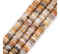GEM-Inside 2x6mm Natural Yellow Crazy Lace Agate Stone Heishi Disc Rondelle Spacer Beads for Jewelry Making Full 15" Strand Energy Stone Healing Power Crystal