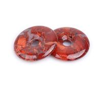 GEM-Inside 30mm Natural Red Poppy Gemstone Stone Circle Donuts Beads for Pendant Jewelry Making Power Energy Chakra Massage GuaSha Scraping Tools