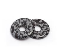 GEM-Inside 30mm Natural Snowflake Obsidion Gemstone Stone Circle Donuts Beads for Pendant Jewelry Making Power Energy Chakra Massage GuaSha Scraping Tools