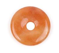 GEM-Inside 30mm Orange Aventurine Jade Stone Circle Donuts Beads for Pendant Jewelry Making Power Energy Chakra Massage GuaSha Scraping Tools