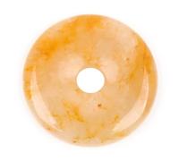 GEM-Inside 30mm Yellow Jade Stone Circle Donuts Beads for Pendant Jewelry Making Power Energy Chakra Massage GuaSha Scraping Tools