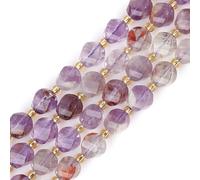 GEM-Inside 36Pcs 8mm Twist Faceted Natural Ghost Amethyst Quartz Gemstone Charms Beads for Bracelet Necklace Jewelry Making Power Energy Chakra Beads