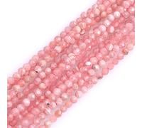 Gem-Inside 3mm AAA Grade Red Rhodonite Natural Gemstone Faceted Round Semi Precious Loose Seed Beads for Jewellery Making 15" Strand