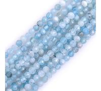 Gem-Inside 3mm Natural Blue Aquamarine Quartz Real Crystal Gemstone Faceted Spacer Beads for Jewelry Making Strand 15''