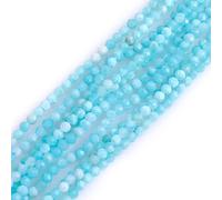 Gem-Inside 3mm Pure Amazonite Natural Gemstone Faceted Round Semi Precious Loose Seed Beads for Jewellery Making 15" Strand