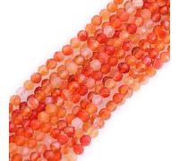 Gem-Inside 3mm Red Carnelian Natural Gemstone Faceted Round Semi Precious Loose Seed Beads for Jewellery Making 15" Strand