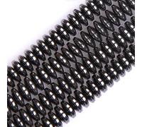 Gem-Inside 3x8mm Non- Magentic Hematite Rondelle Stone Natural Gemstone Heishi Spacer Black Metal Beads for Jewellery Making Bracelet Necklace DIY Craft Project Strand 15"