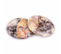 GEM-Inside 40mm Natural Crazy Lace Agate Gemstone Stone Circle Donuts Beads for Pendant Jewelry Making Power Energy Chakra Massage GuaSha Scraping Tools