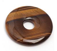 GEM-Inside 40mm Yellow Tiger Eye Stone Circle Donuts Beads for Pendant Jewelry Making Power Energy Chakra Massage GuaSha Scraping Tools