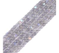 GEM-Inside 4mm AAA Grade Faceted Cube Natural Blue Rainbow Labradorite Gemstone Spacer Beads Chakra Stone for Making Jewelry Adult Bulk 15 inch