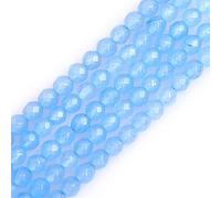 Gem-Inside 4mm Faceted Light Blue Jade Natural Gemstone Round Semi Precious Loose Beads for Jewellery Making 15" Strand