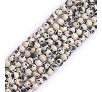 GEM-Inside 4mm Frosted Matte Unpolished Dalmatian Dalmation Jasper Gemstone Semi Precious Round Beads for Jewellery Making DIY Handmade Craft Supplies 15"