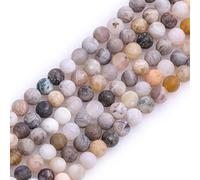 Gem-Inside 4mm Natural Gray Leaf Agate Matte Frost Loose Beads for Jewelry Making Full 15" Strand Energy Stone Healing Power Gemstone