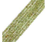 Gem-Inside 4mm Natural Green Peridot Quartz Real Crystal Gemstone Faceted Spacer Beads for Jewelry Making Strand 15''