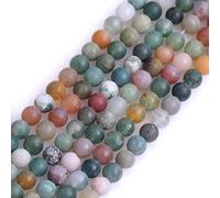 Gem-Inside 4mm Natural Indian Agate Matte Frost Loose Beads for Jewelry Making Full 15" Strand Energy Stone Healing Power Gemstone