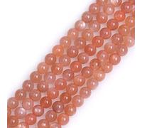 Gem-Inside 4mm Natural Stone Rainbow Orange Moonstone Gemstone Round Loose Beads for Jewelry Making 15"