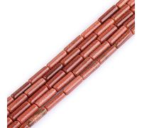 GEM-Inside 4x12mm Natural Gold Sand Stone Beads Column Tube for Jewelry Making Full 15" Strand Energy Healing Stone