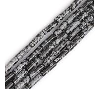 GEM-Inside 4x13mm Beads Natural Snowflake Obsidian Jasper Semi Precious Column Tube Chakras Beads for Jewelry Making Full 15" Strand Energy Healing Stone