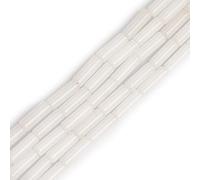 GEM-Inside 4x13mm Beads Natural White Agate Stone Semi Precious Column Tube Chakras Beads for Jewelry Making Full 15" Strand Energy Healing Stone