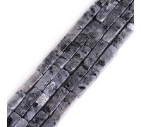 Gem-Inside 4x13mm Natural Black Larvikite Stone Square Tube Cube Cuboid Beads for Jewelry Making Strand 15" Energy Healing Power Stone