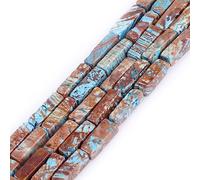 Gem-Inside 4x13mm Natural Blue Crazy Lace Agate Tube Cube Cuboid Beads for Jewelry Making Strand 15" Energy Healing Power Stone