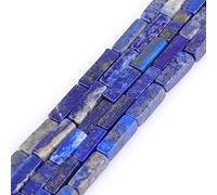 Gem-Inside 4x13mm Natural Blue Lapis Lazuli Jasper Square Tube Cube Cuboid Spacer Beads for Jewelry Making Strand 15" Energy Healing Power Stone