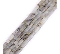 Gem-Inside 4x13mm Natural Gray Labradorite Square Tube Cube Cuboid Spacer Beads for Jewelry Making Full 15" Strand Energy Stone Healing Power Gemstone