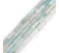 Gem-Inside 4x13mm Natural Light Blue Amazonite Square Tube Cube Cuboid Spacer Beads for Jewelry Making Full 15" Strand Crystal Energy Stone Healing Gemstone